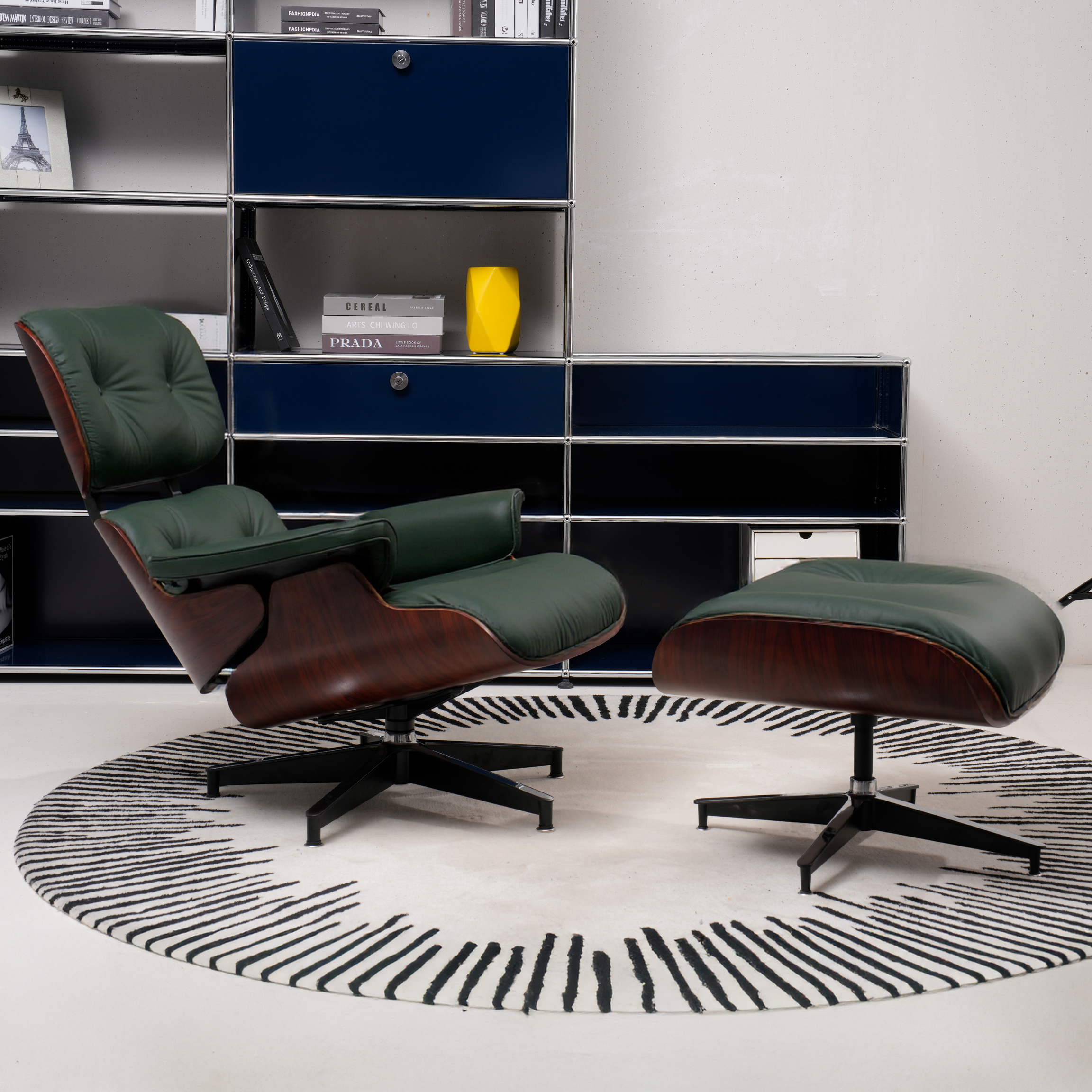 Retro Lounge Chair – Deep Forest Green Leather