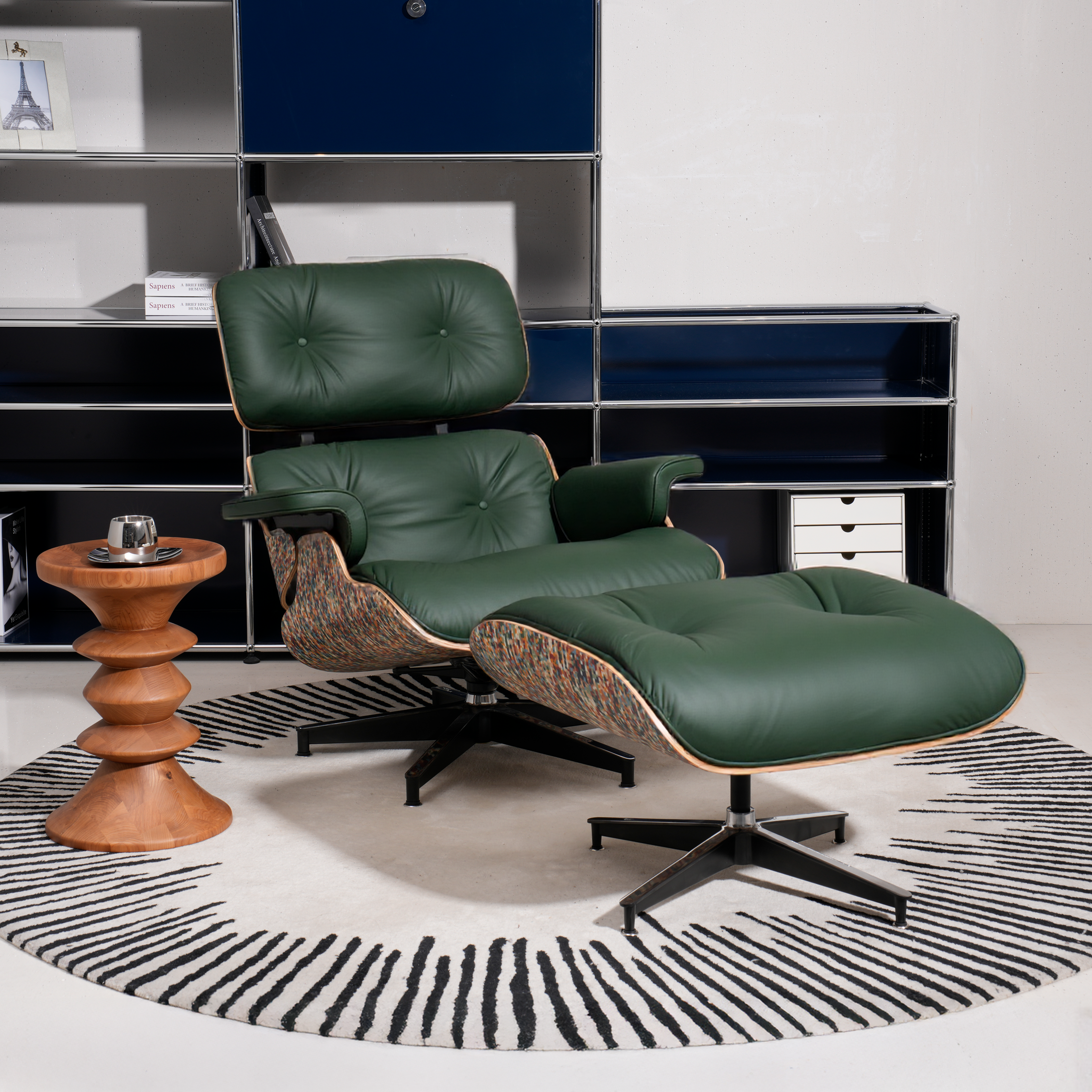 Retro Lounge Chair – Deep Forest Green Leather
