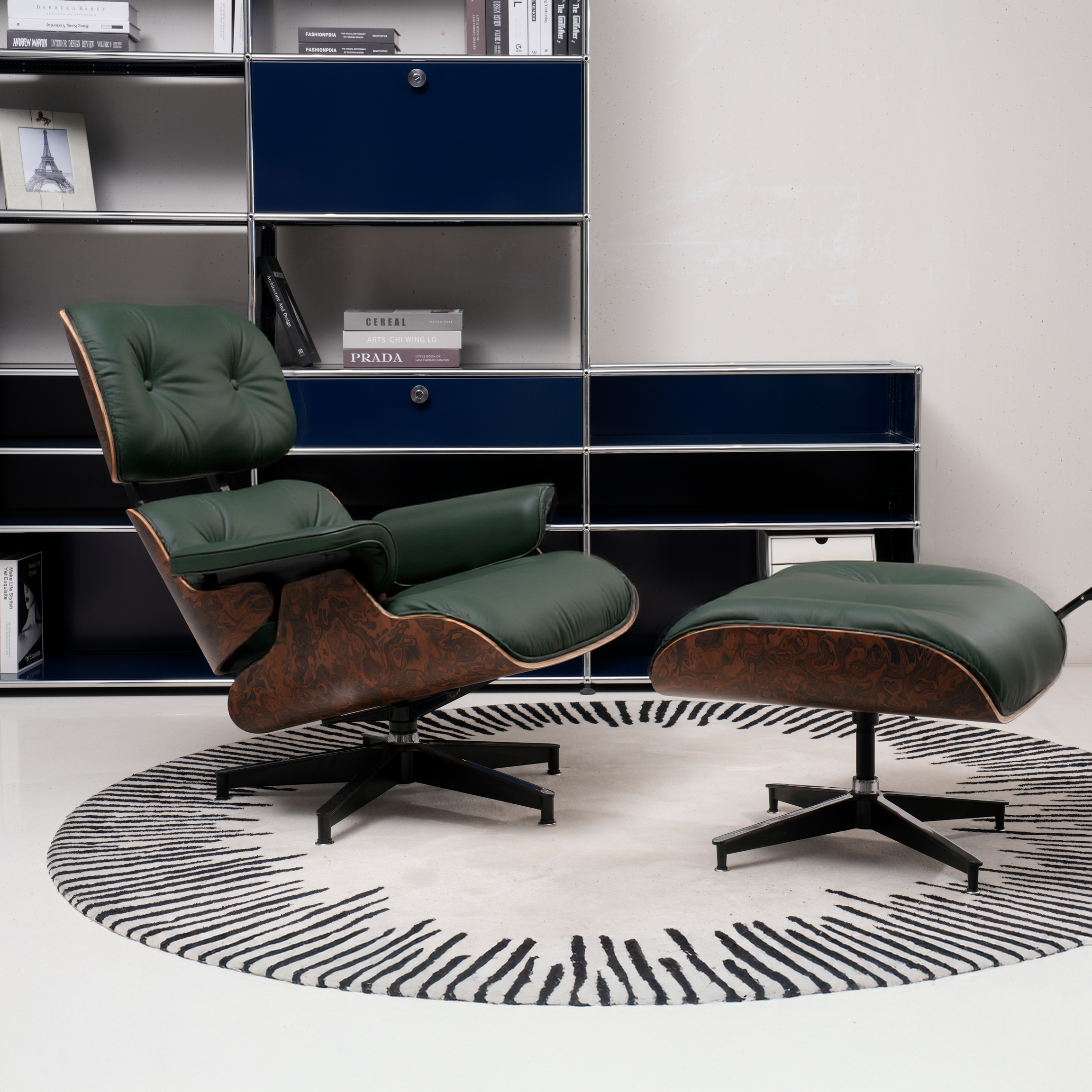 Retro Lounge Chair – Deep Forest Green Leather