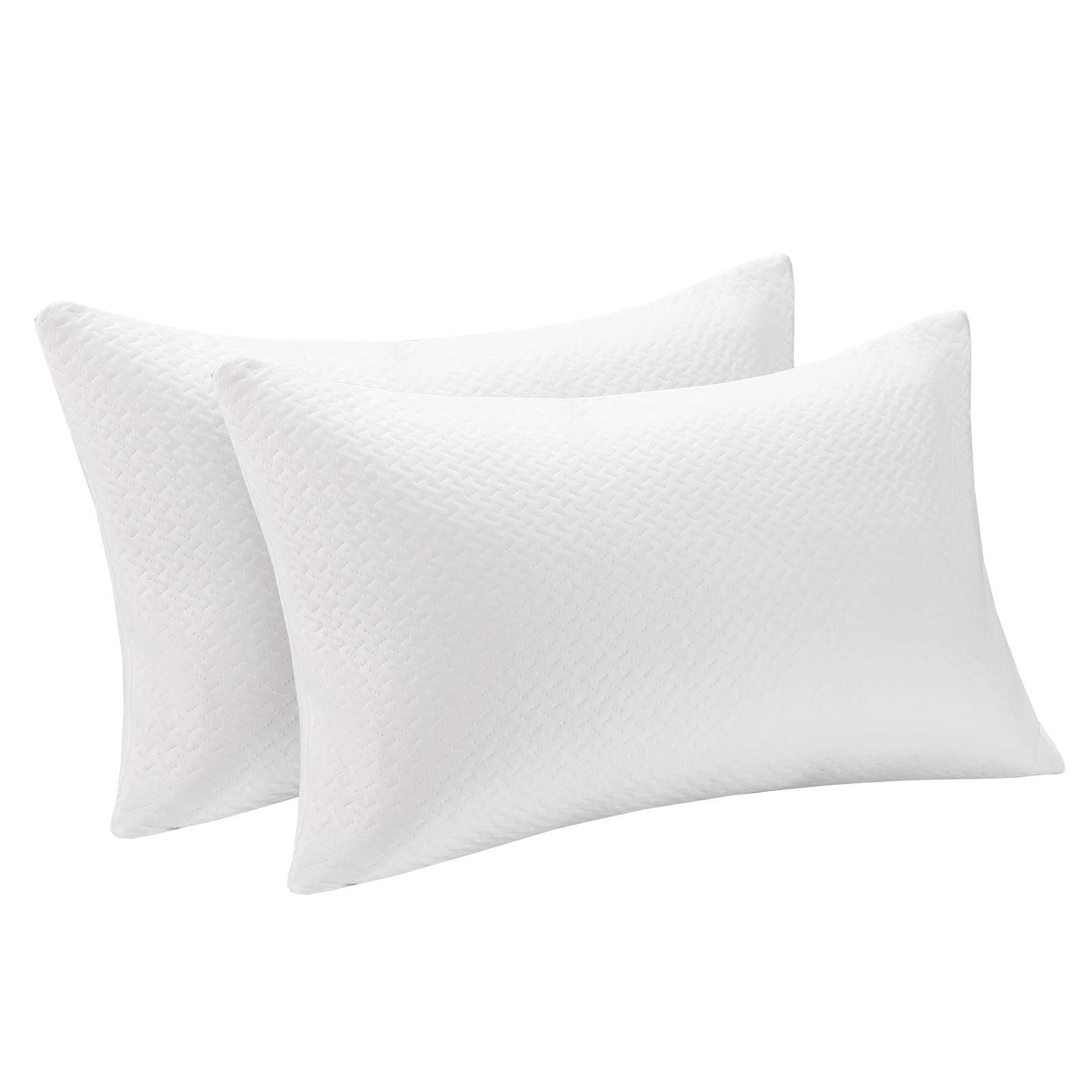 2 Pack Shredded Memory Foam Pillows with Zippered Washable Case Cover