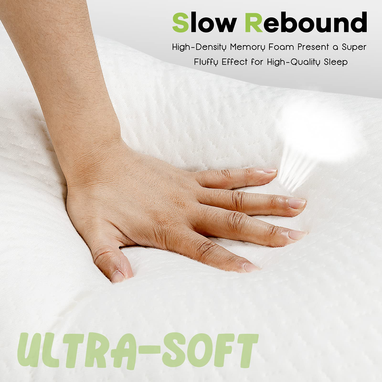 2 Pack Shredded Memory Foam Pillows with Zippered Washable Case Cover