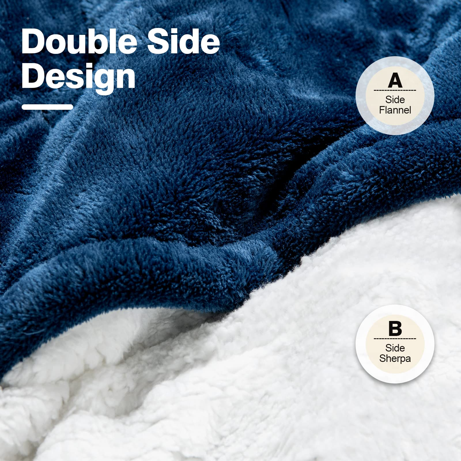 Flannel Sherpa Double Side Electric Heated Blanket 50''x60'' with 5 heating levels