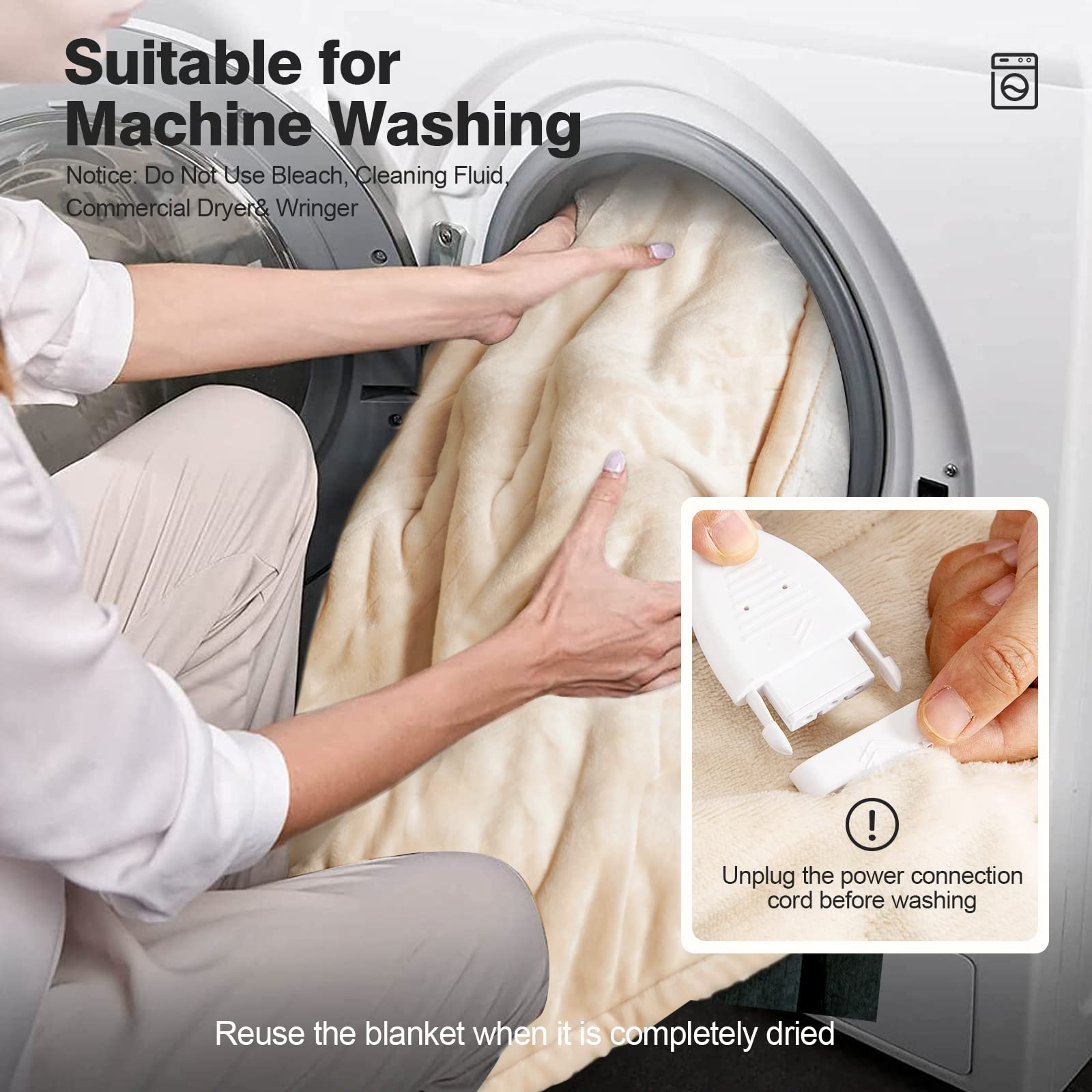 Flannel Sherpa Double Side Electric Heated Blanket 50''x60'' with 5 heating levels