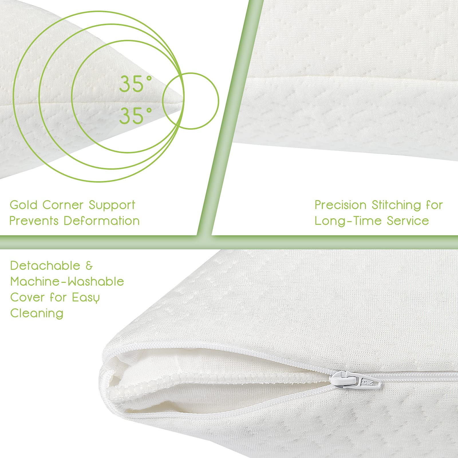 2 Pack Shredded Memory Foam Pillows with Zippered Washable Case Cover