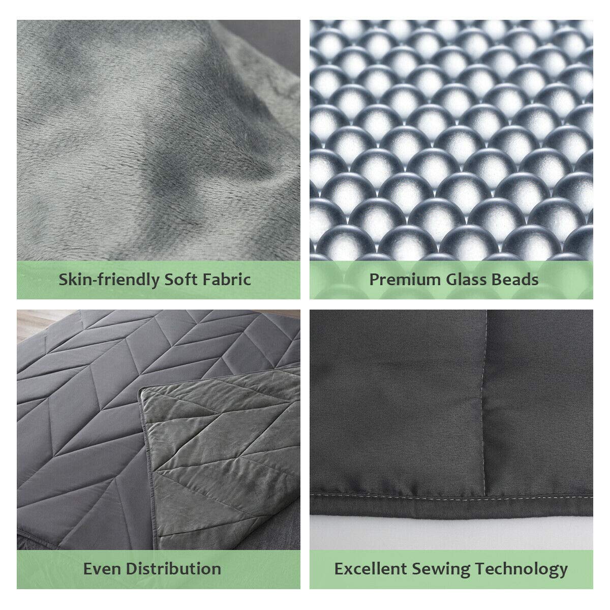 Premium Weighted Blanket 17lbs | 60"x80" | Queen Size, for Kids Adults