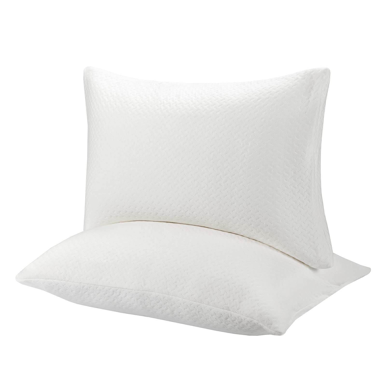 2 Pack Shredded Memory Foam Pillows with Zippered Washable Case Cover