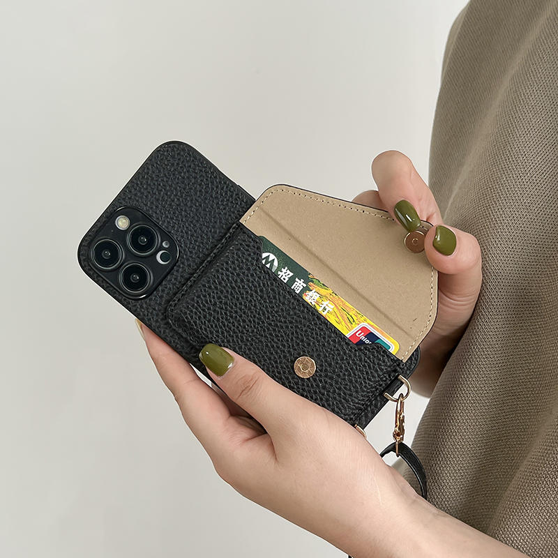 High-Quality Crossbody Wallet Leather iPhone Case with Card Holder and Wallet Function