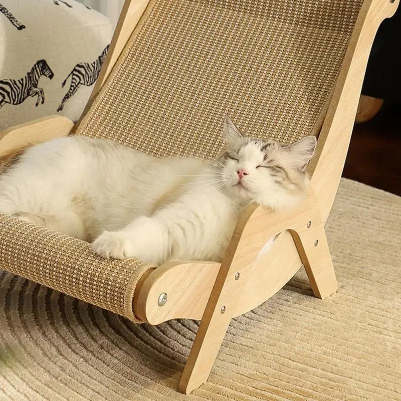 Wooden Cat Lounge Chair - Stylish & Multi-Functional Scratcher for Your Pet, Perfect for Outdoor & Home Relaxation