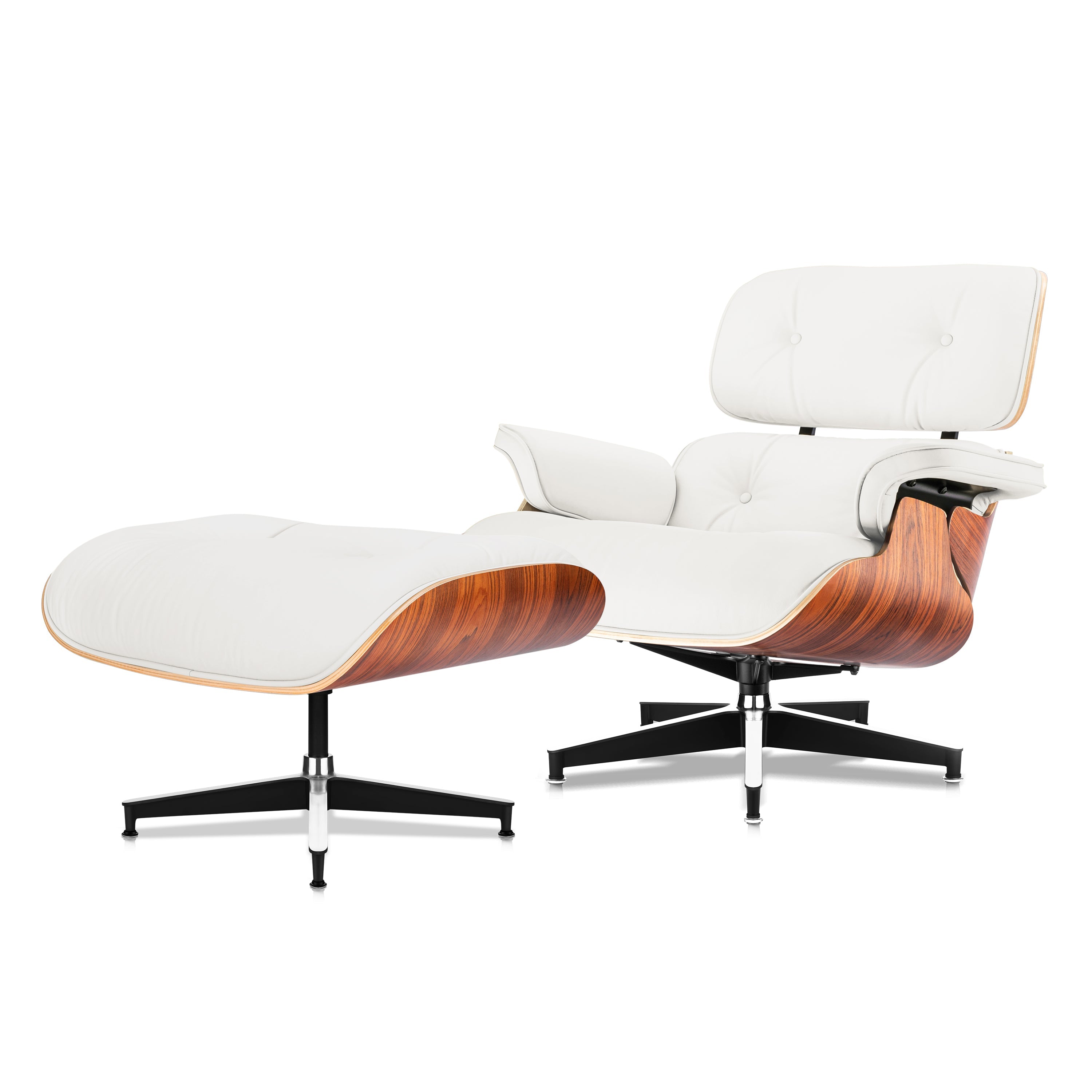 Tall Lounge Chair & Ottoman A+ Premium – White Leather Edition