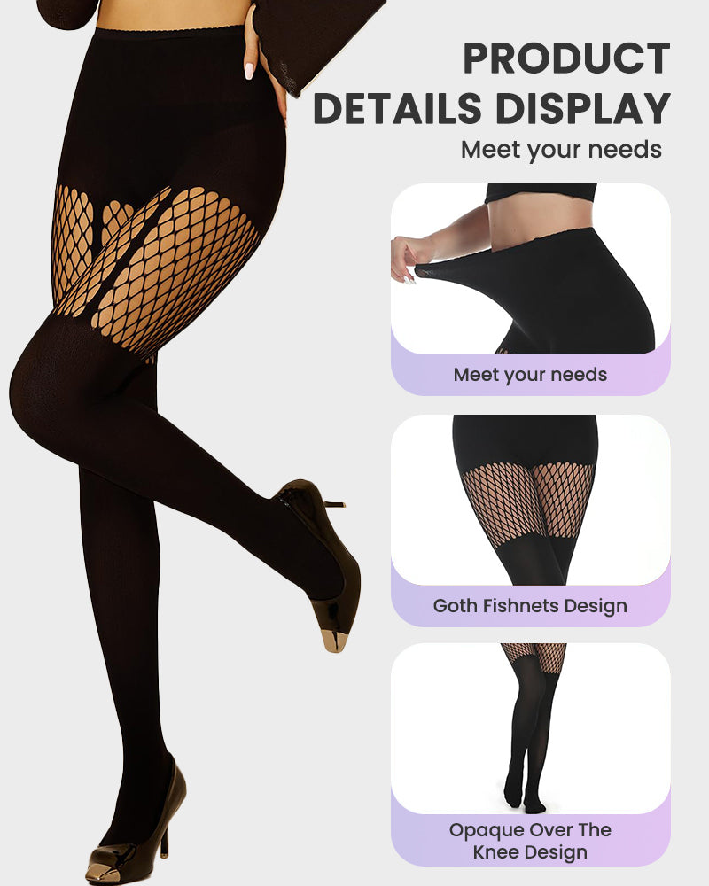 Mock Thigh High Stockings For Women Sexy Fishnet Tights Suspender Pantyhose (3 Pairs)