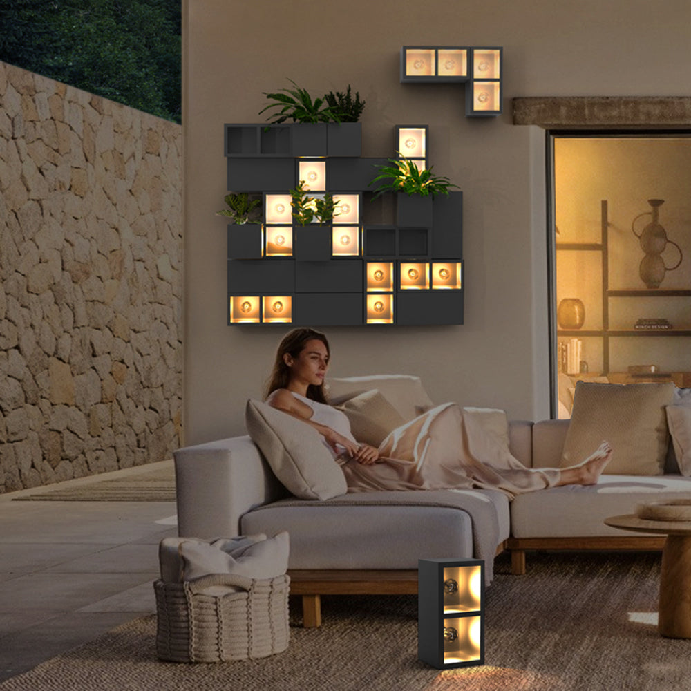 LumaSquare® Outdoor Wall Light – Cubic Metal & Glass Design