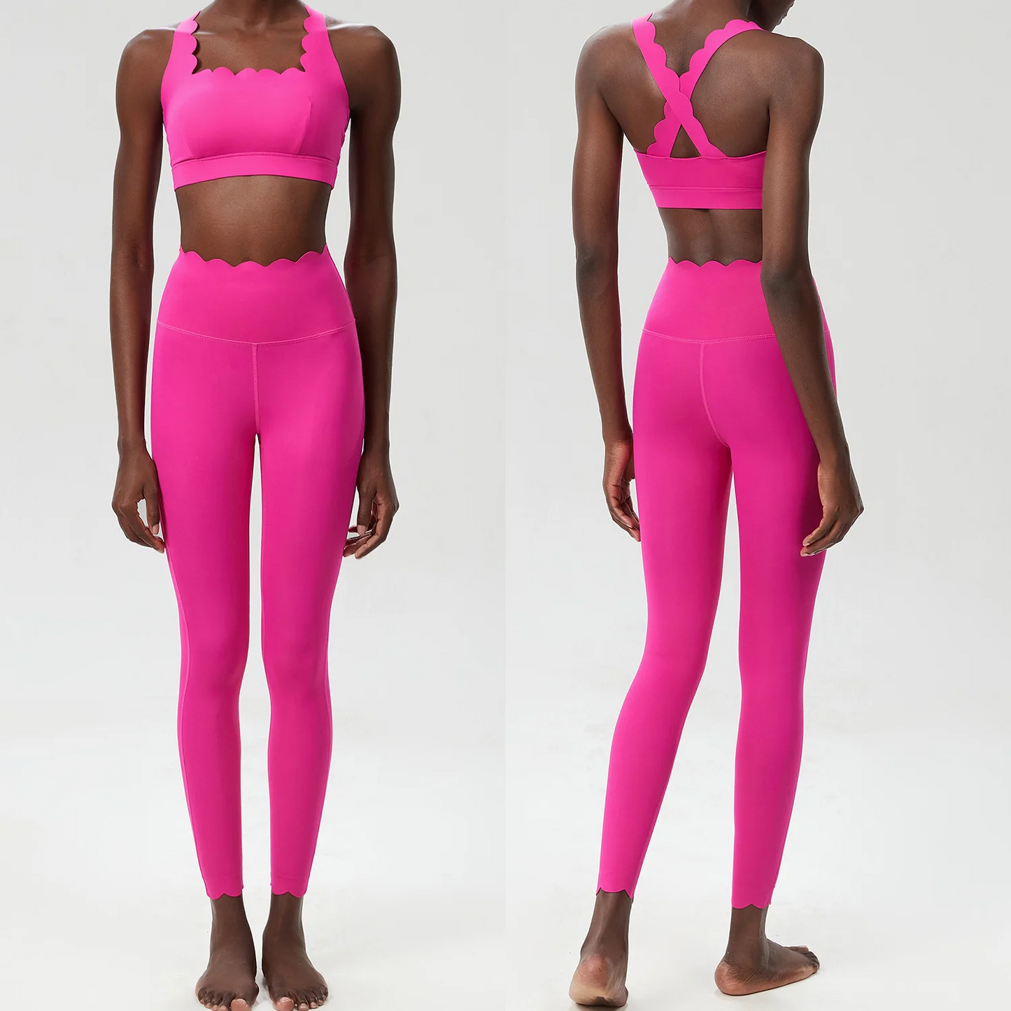 Solid Color Gym Yoga Set – Breathable Two-Piece Yoga Suit with Stretch Slim Fit Design for Ultimate Comfort and Flexibility