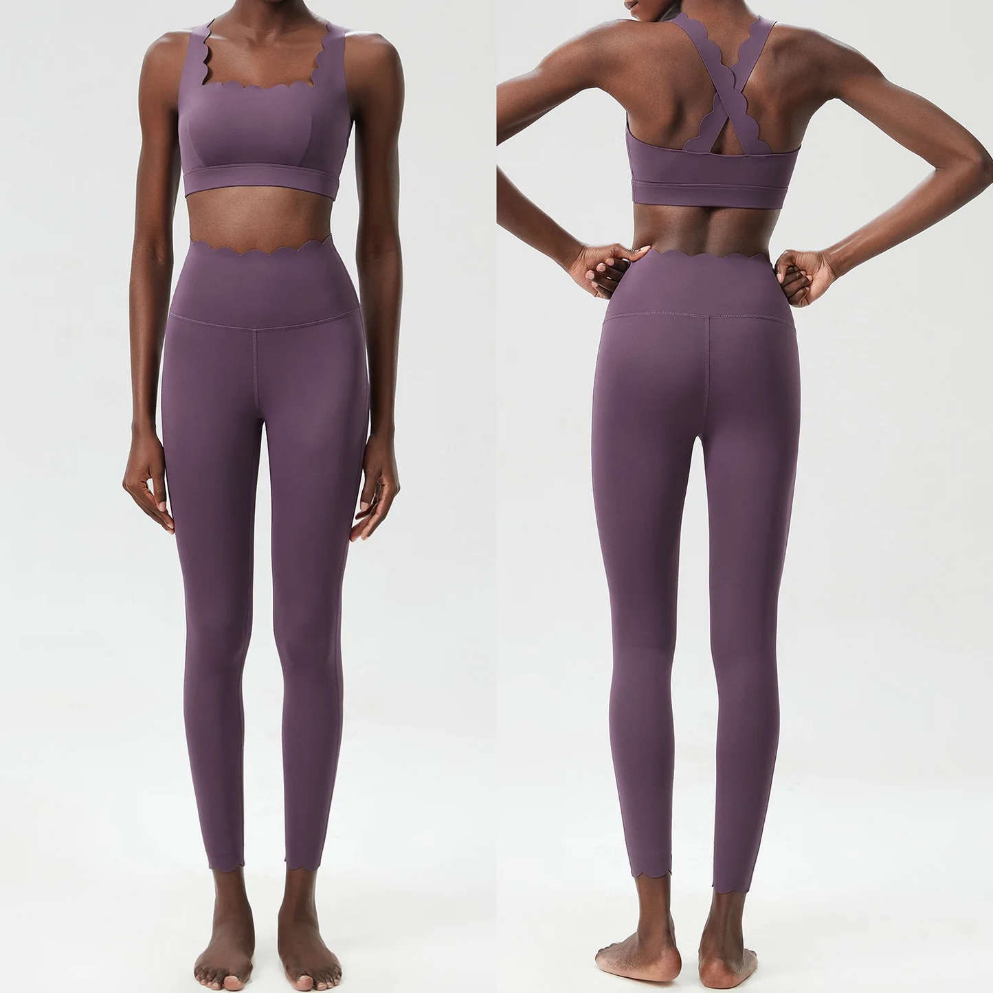 Solid Color Gym Yoga Set – Breathable Two-Piece Yoga Suit with Stretch Slim Fit Design for Ultimate Comfort and Flexibility