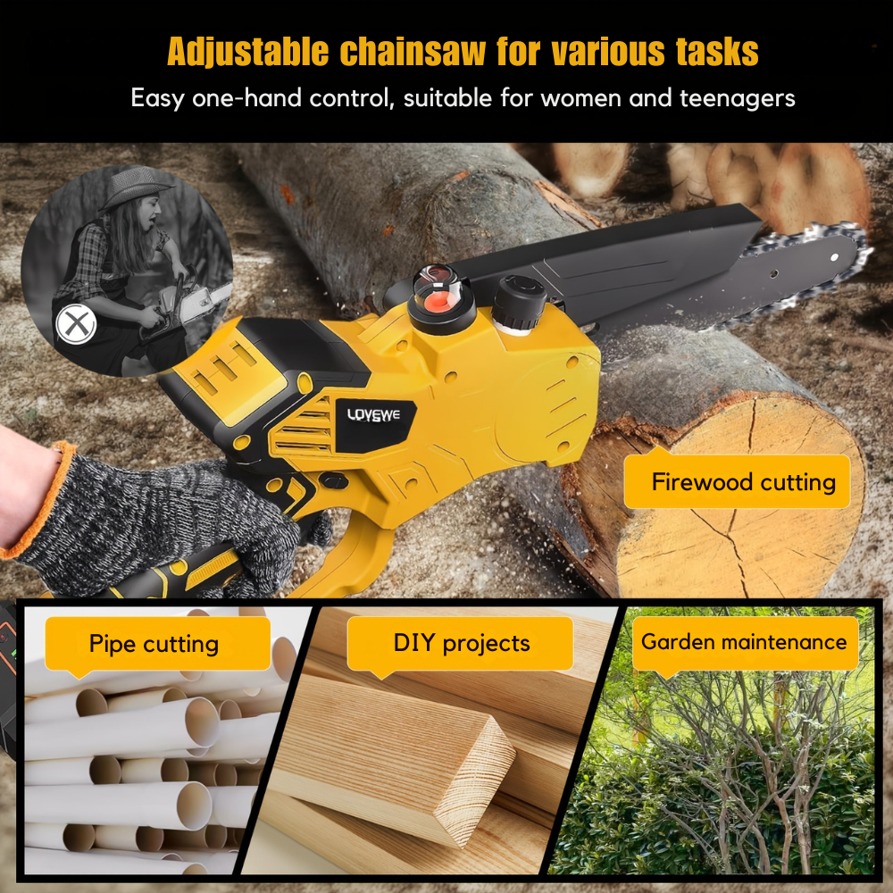 Cordless Mini Chainsaw 6" with 3.0Ah Battery