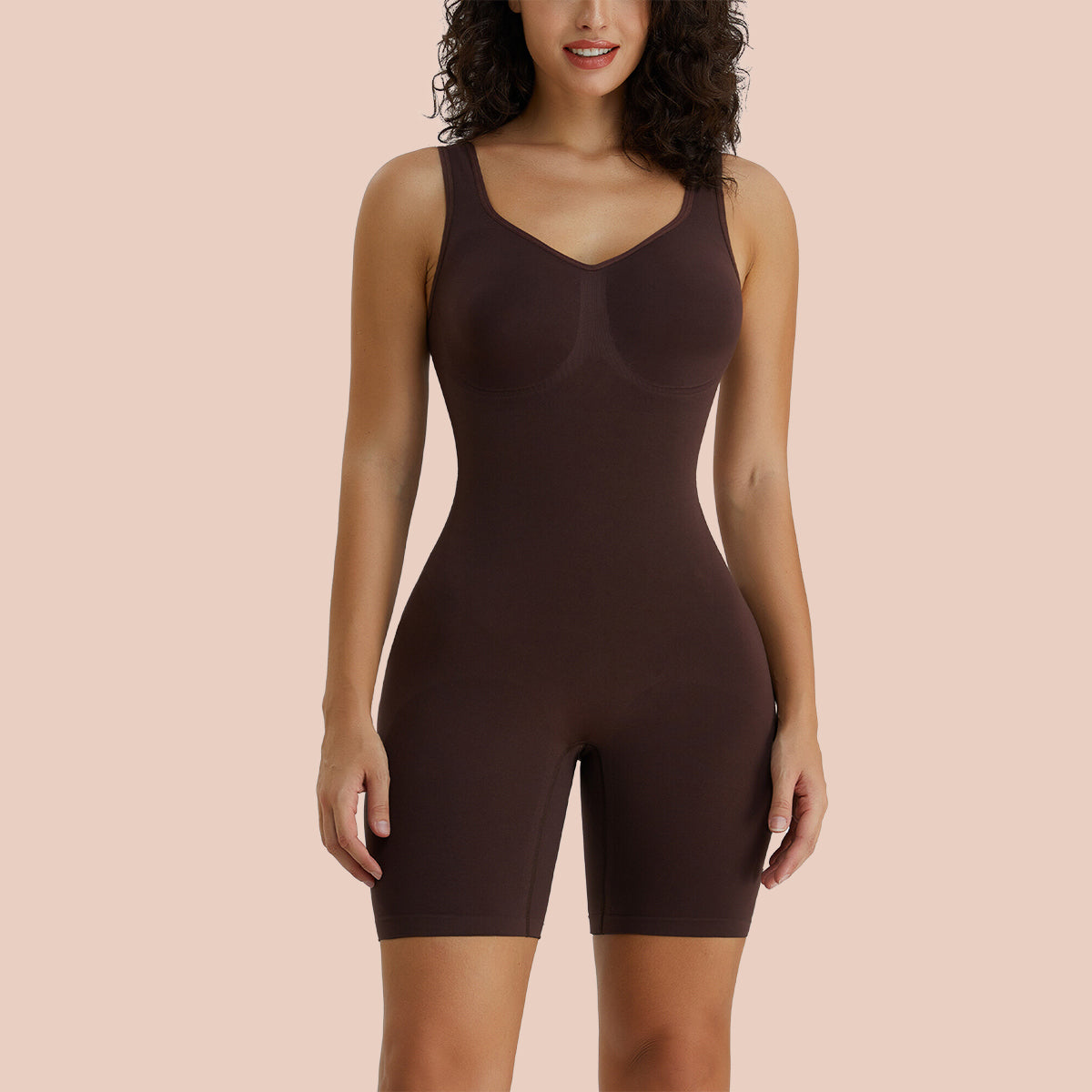 Wide Straps Mid-Thigh Bodysuit Tummy Control Shapewear Seamless Sculpting Body Shaper