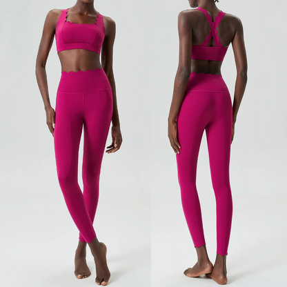 Solid Color Gym Yoga Set – Breathable Two-Piece Yoga Suit with Stretch Slim Fit Design for Ultimate Comfort and Flexibility