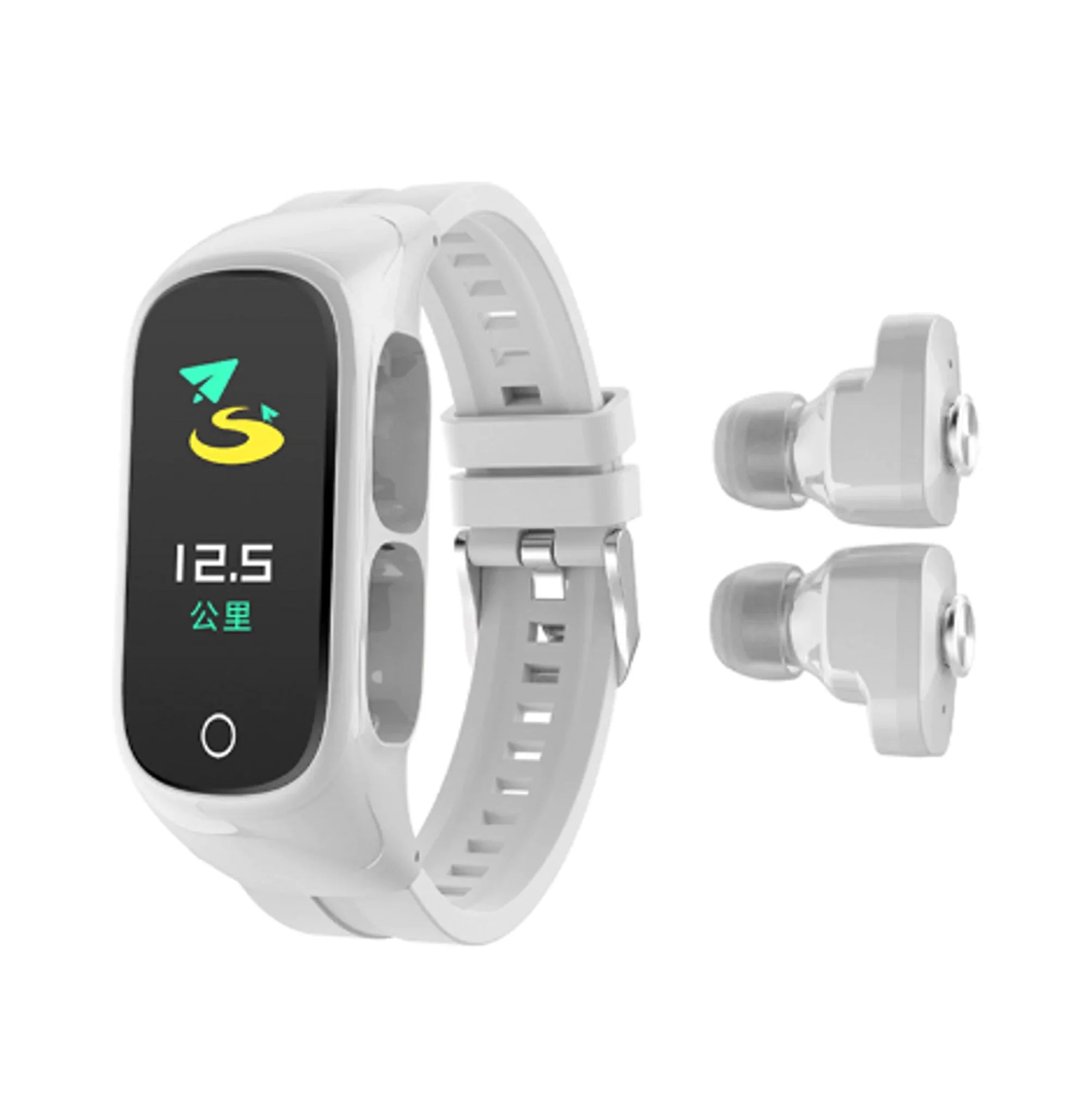 2-in-1 Fitness Tracker & Wireless Audio Smartwatch with Earbuds
