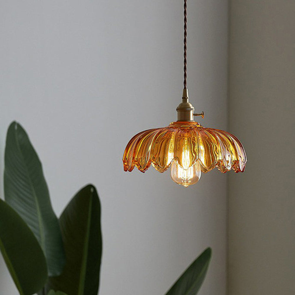 Vintage Glazed Flower Pendant Lamp