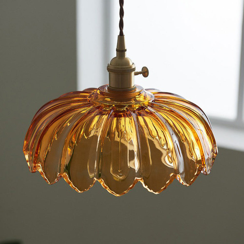 Vintage Glazed Flower Pendant Lamp