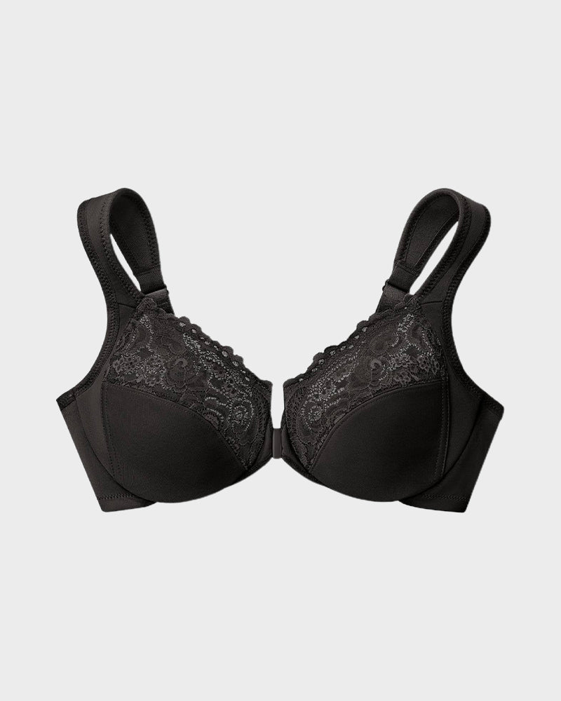 Front Closure Underwire Print Bra