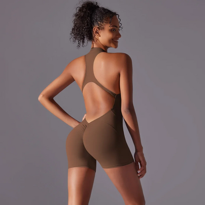 Sculpting One-Piece Fitness Wear with Hip-Lifting, Beauty Back Design, and a Barely-There Nude Feel Fit