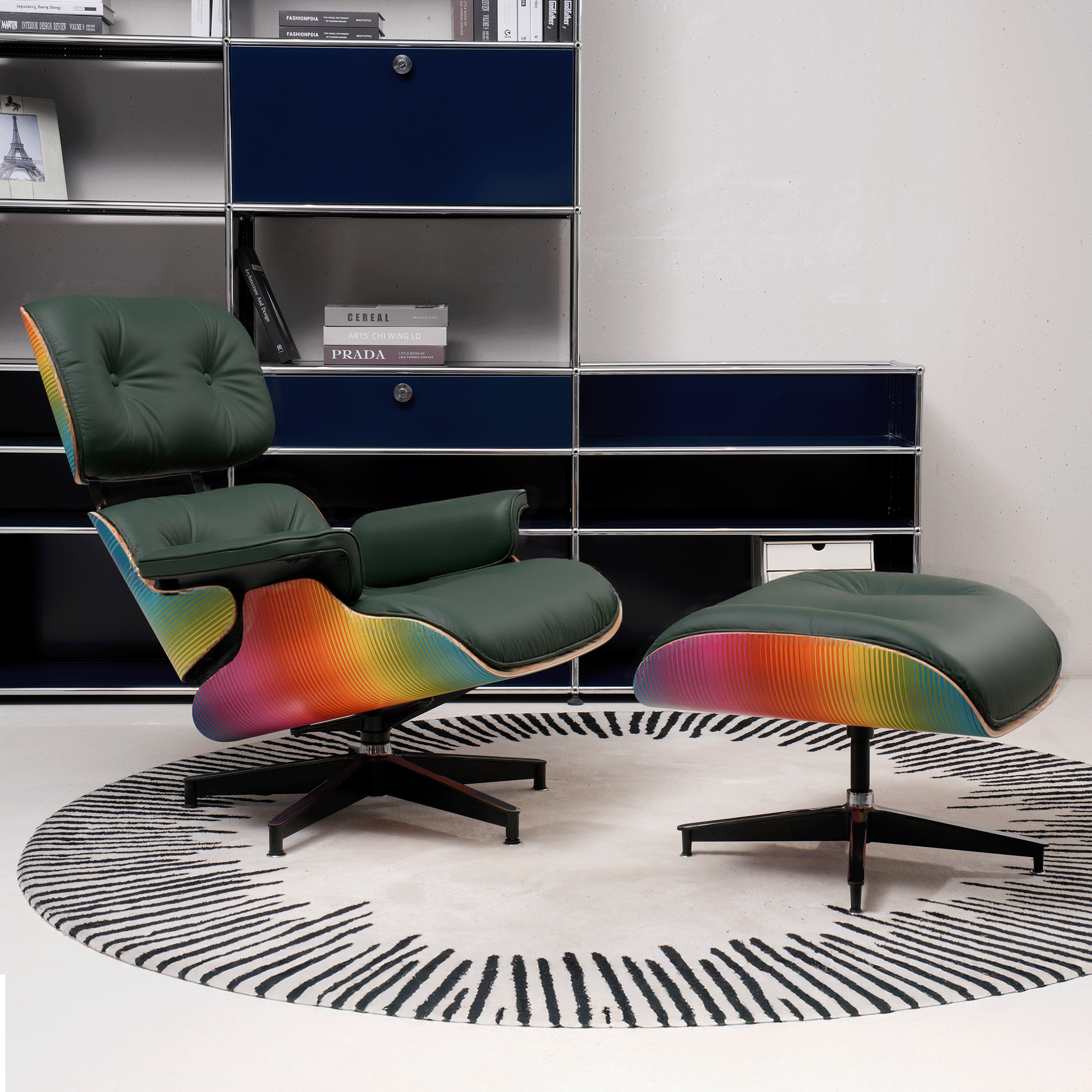 Retro Lounge Chair – Deep Forest Green Leather