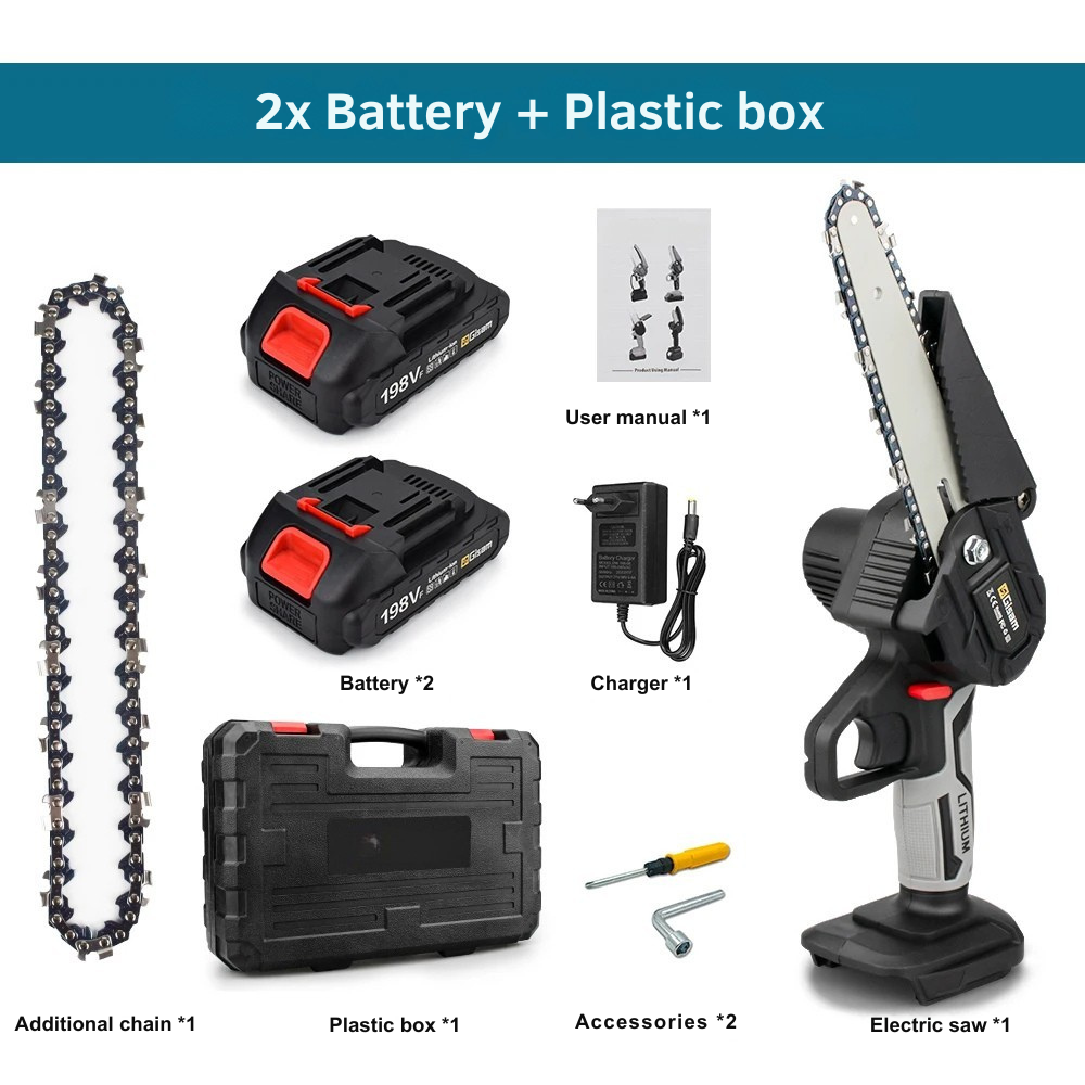 Cordless Mini Chainsaw 6" – 1500W, Compatible Makita 18V