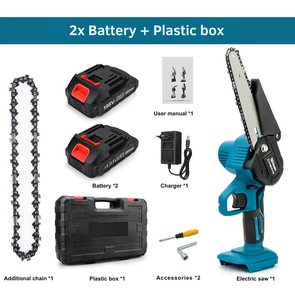 Cordless Mini Chainsaw 6" – 1500W, Compatible Makita 18V