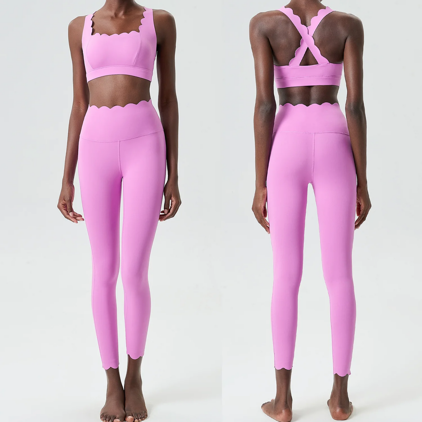 Solid Color Gym Yoga Set – Breathable Two-Piece Yoga Suit with Stretch Slim Fit Design for Ultimate Comfort and Flexibility