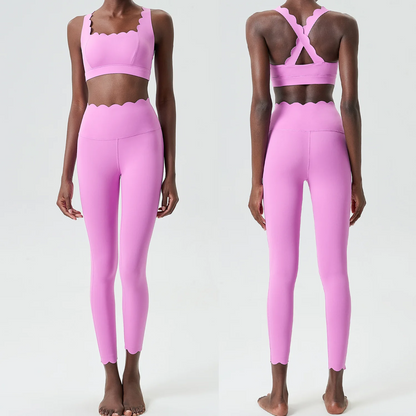 Solid Color Gym Yoga Set – Breathable Two-Piece Yoga Suit with Stretch Slim Fit Design for Ultimate Comfort and Flexibility