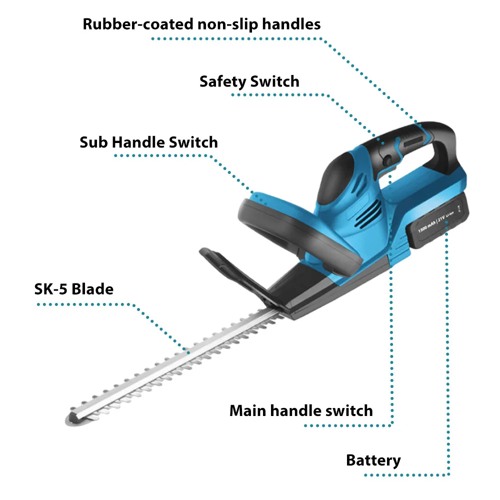 Brushless Cordless Hedge Trimmer 22" – 3500W, Compatible with Makita 18V