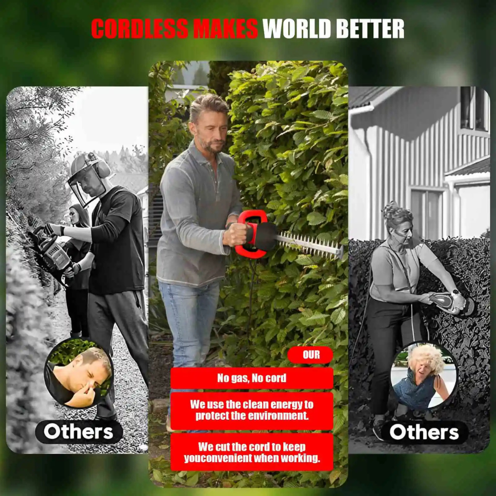 Cordless Electric Hedge Trimmer 21V – 22 Inches, 7500mAh Battery