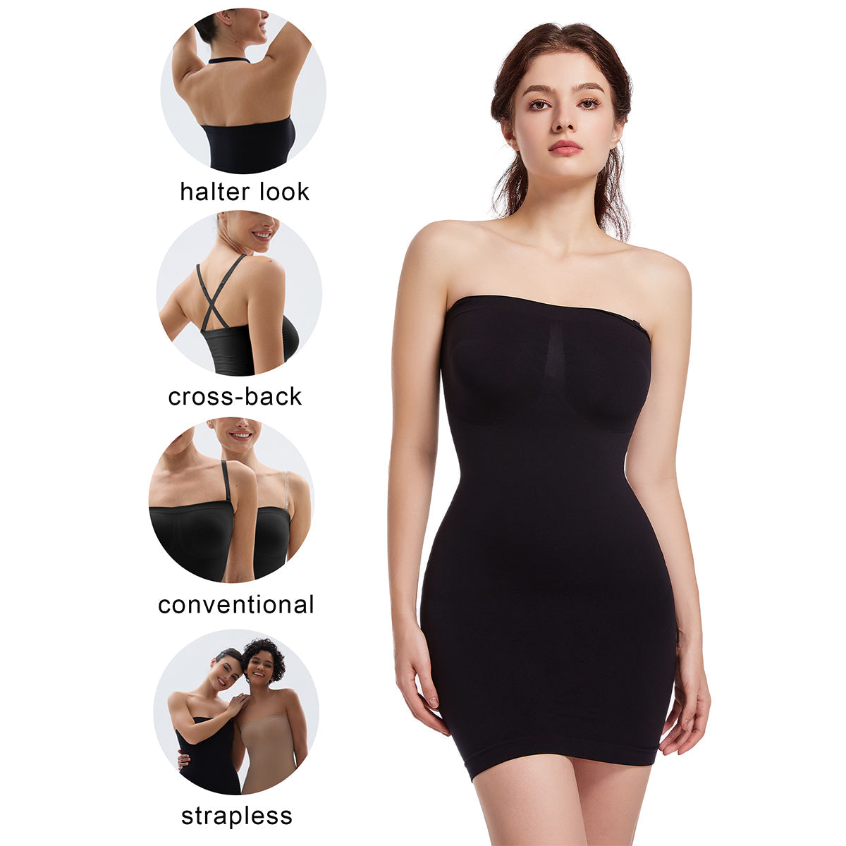 Strapless Shapewear Full Slip Tummy Control Slips Seamless Body Shaper