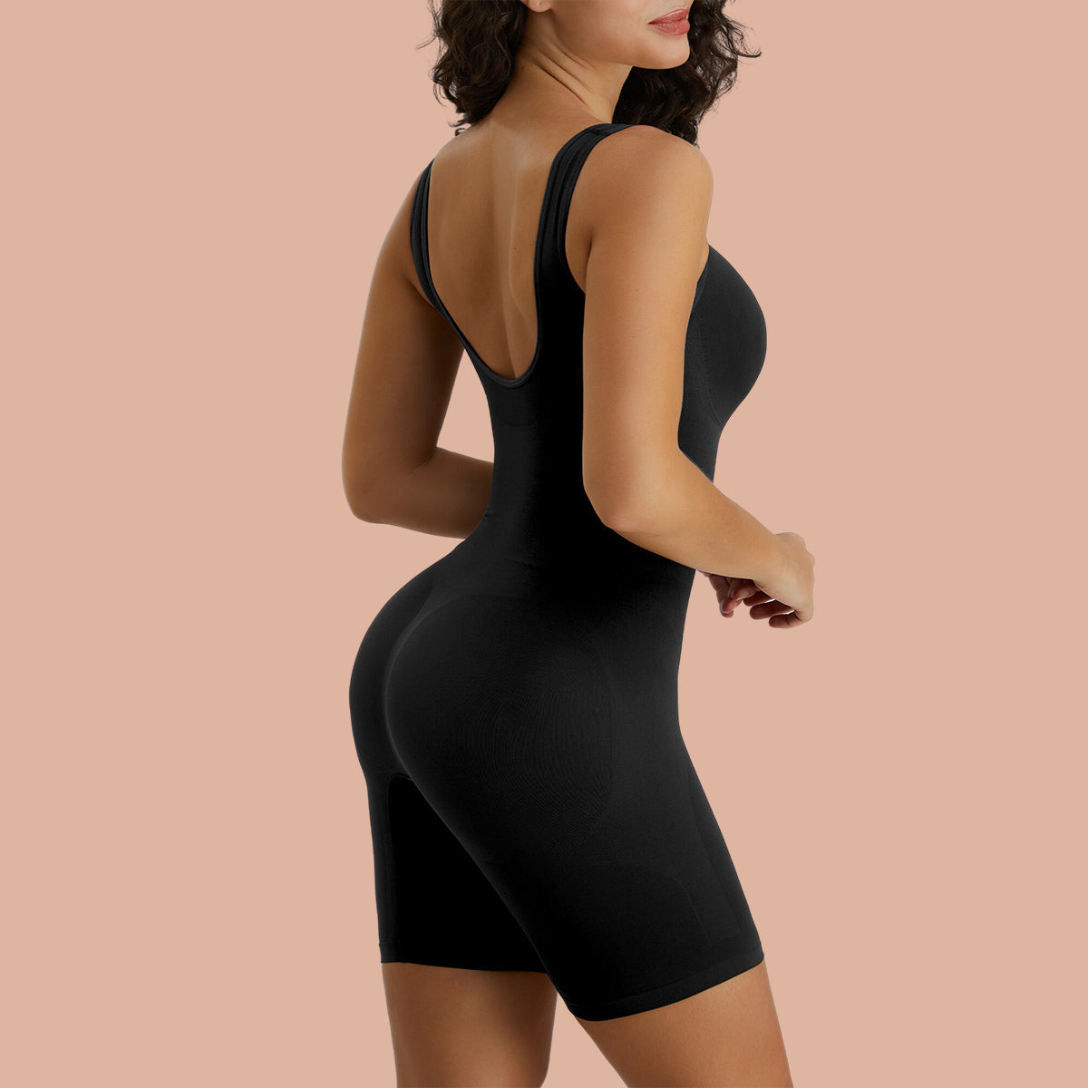 Wide Straps Mid-Thigh Bodysuit Tummy Control Shapewear Seamless Sculpting Body Shaper