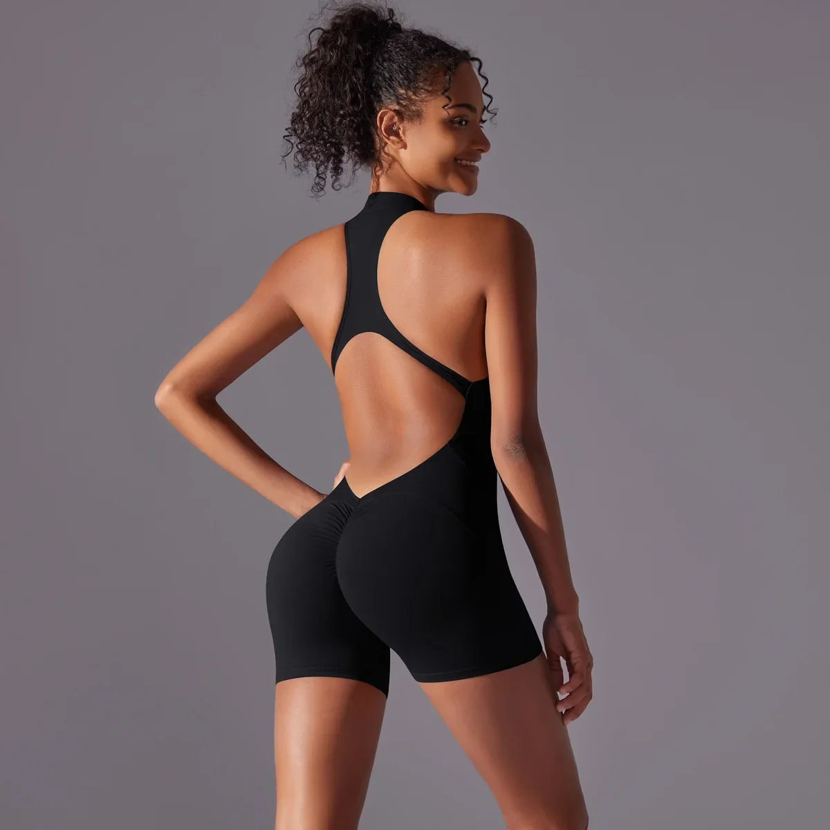 Sculpting One-Piece Fitness Wear with Hip-Lifting, Beauty Back Design, and a Barely-There Nude Feel Fit