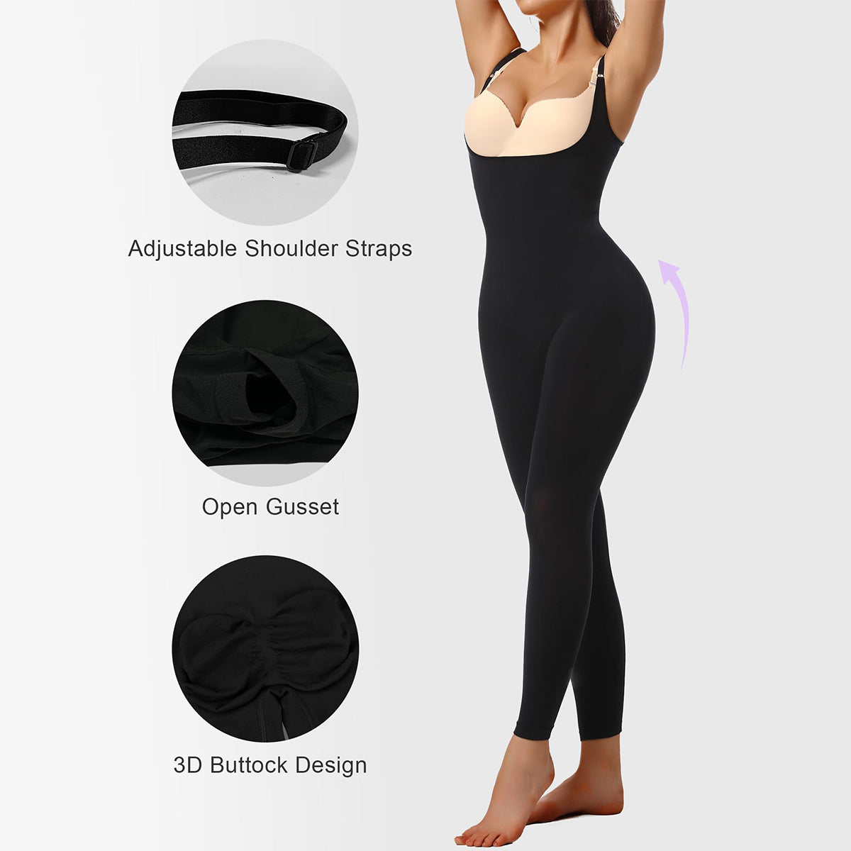 Seamless Bodysuit Open-Chest Design with Tummy Control Full Body Shaper