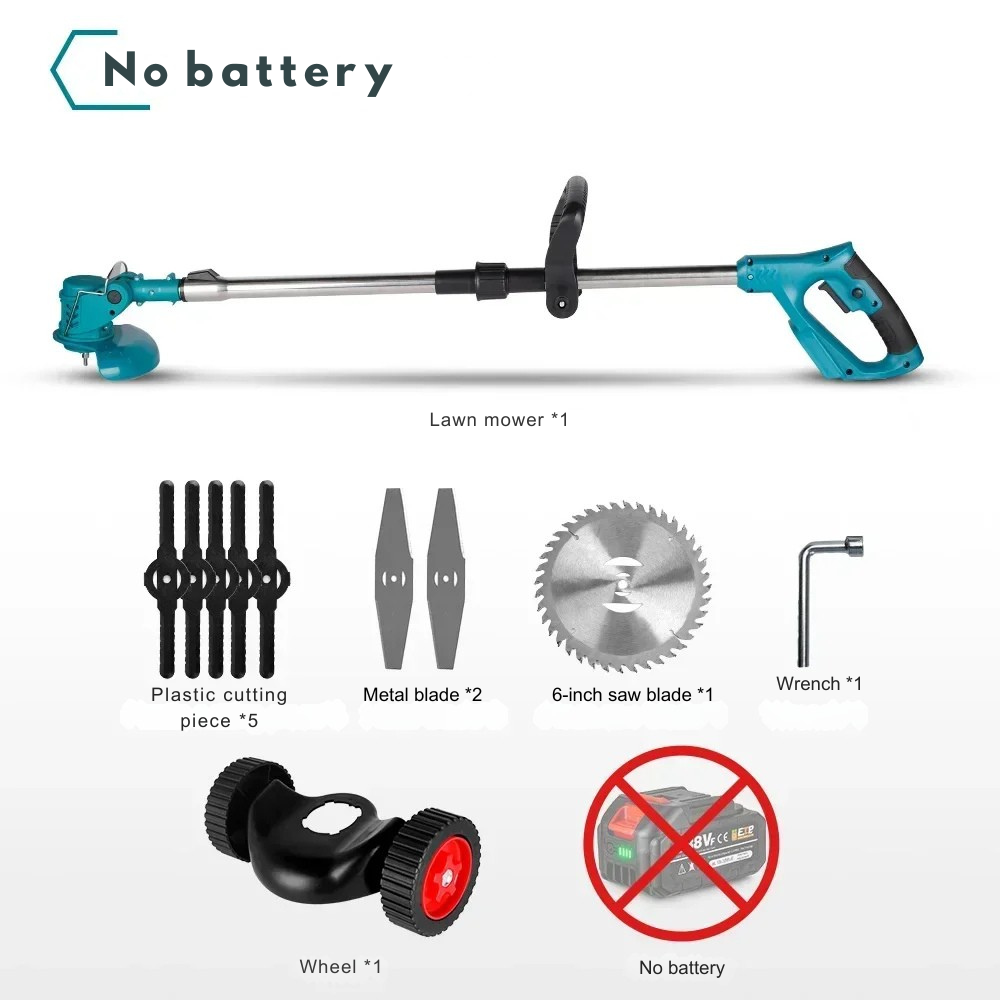 Cordless Brush Cutter 1500W – Foldable, Adjustable, 3 Interchangeable Blades, 18V Battery