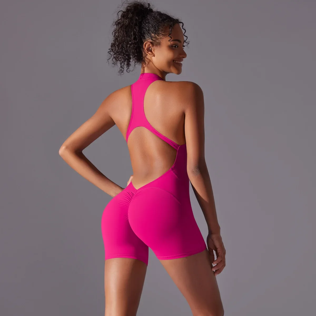 Sculpting One-Piece Fitness Wear with Hip-Lifting, Beauty Back Design, and a Barely-There Nude Feel Fit