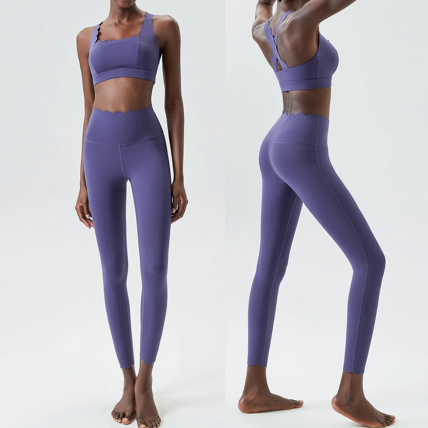 Solid Color Gym Yoga Set – Breathable Two-Piece Yoga Suit with Stretch Slim Fit Design for Ultimate Comfort and Flexibility