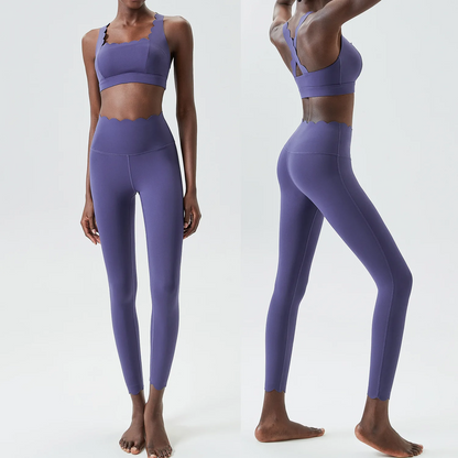 Solid Color Gym Yoga Set – Breathable Two-Piece Yoga Suit with Stretch Slim Fit Design for Ultimate Comfort and Flexibility