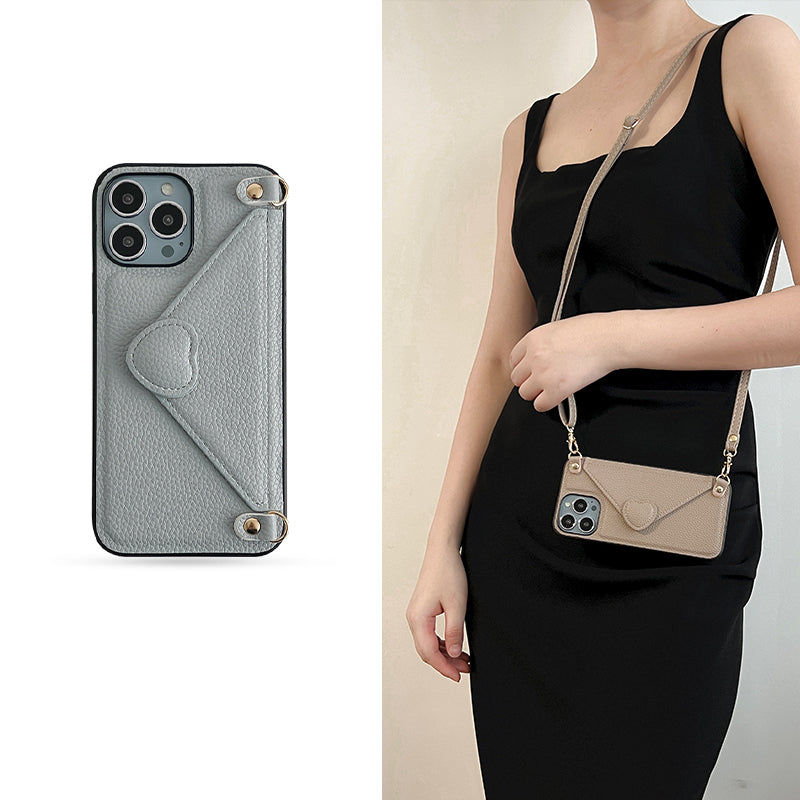 High-Quality Crossbody Wallet Leather iPhone Case with Card Holder and Wallet Function