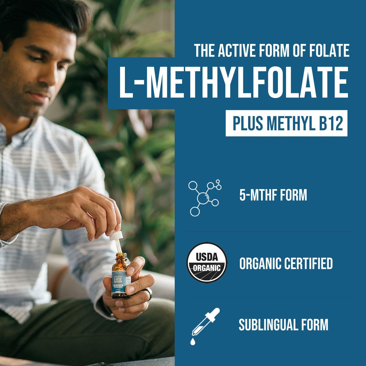 Methyl Folate – 5-MTHF Vitamin B9 & B12 Supplement for Brain & Heart Health