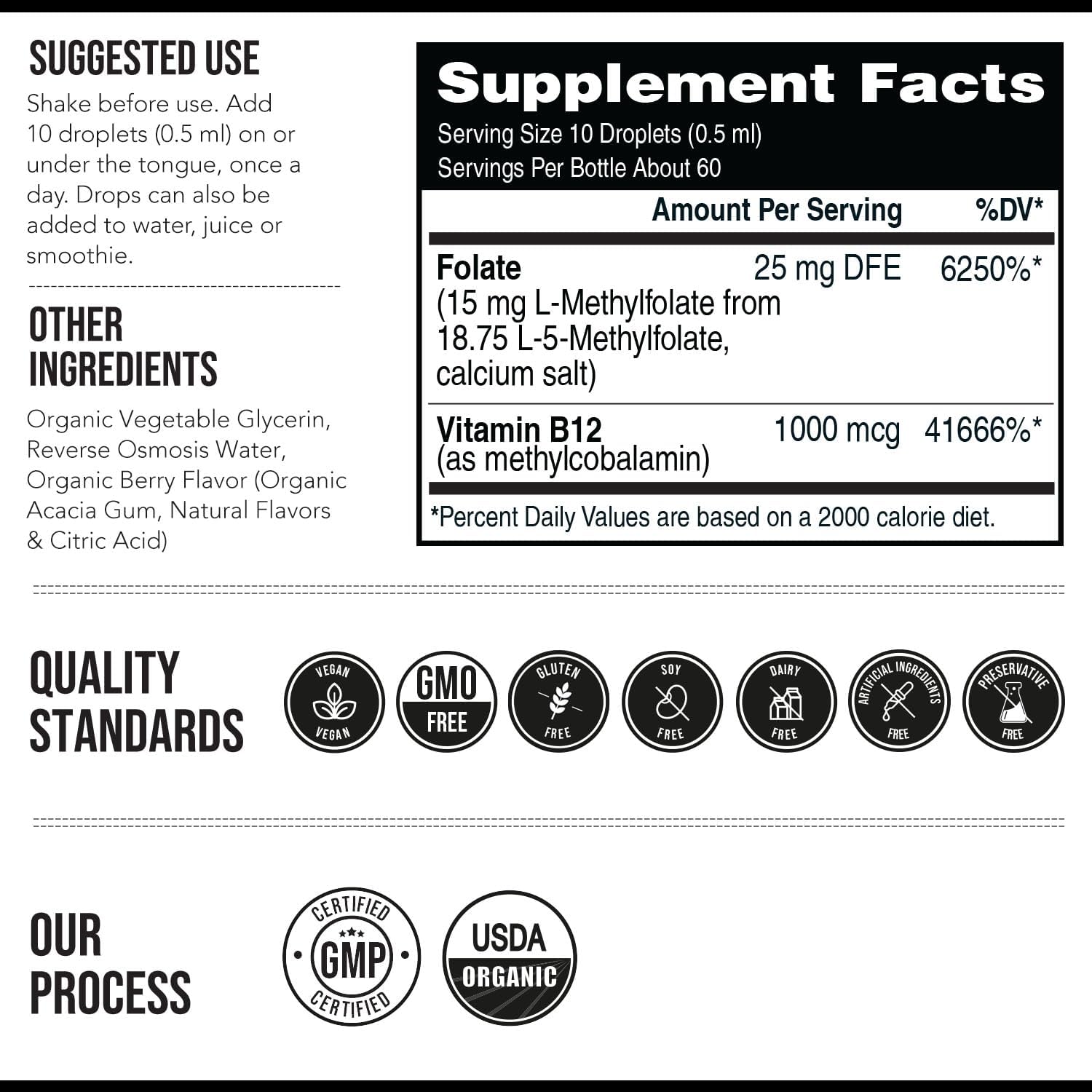 Methyl Folate – 5-MTHF Vitamin B9 & B12 Supplement for Brain & Heart Health