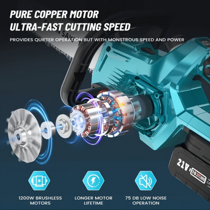 Cordless Chainsaw 16" – 1500W, Compatible with Makita Battery