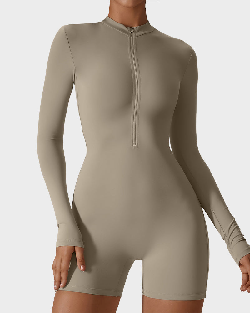 workout jumpsuit, fitness jumpsuit, women's workout apparel, activewear jumpsuit, gym jumpsuit, zipper front jumpsuit, shorts jumpsuit, athletic jumpsuit, performance jumpsuit, workout clothes, workout clothes for women, gym clothes for women, gym shorts women, women's gym wear, workout sets for women