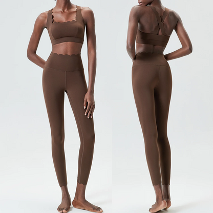 Solid Color Gym Yoga Set – Breathable Two-Piece Yoga Suit with Stretch Slim Fit Design for Ultimate Comfort and Flexibility