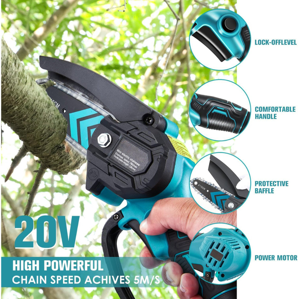 Mini Cordless Chainsaw – For Branches and Firewood Cutting