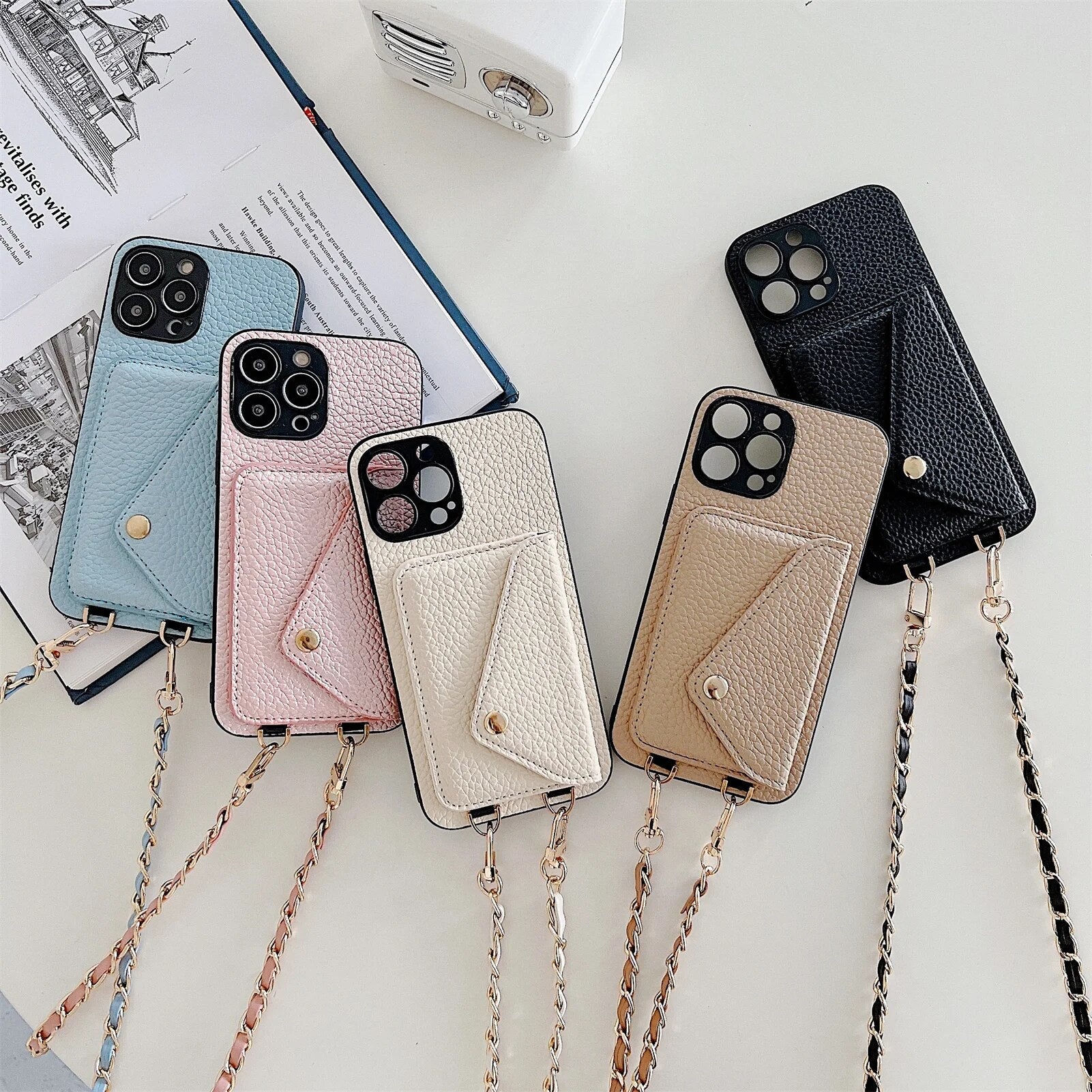High-Quality Crossbody Wallet Leather iPhone Case with Card Holder and Wallet Function