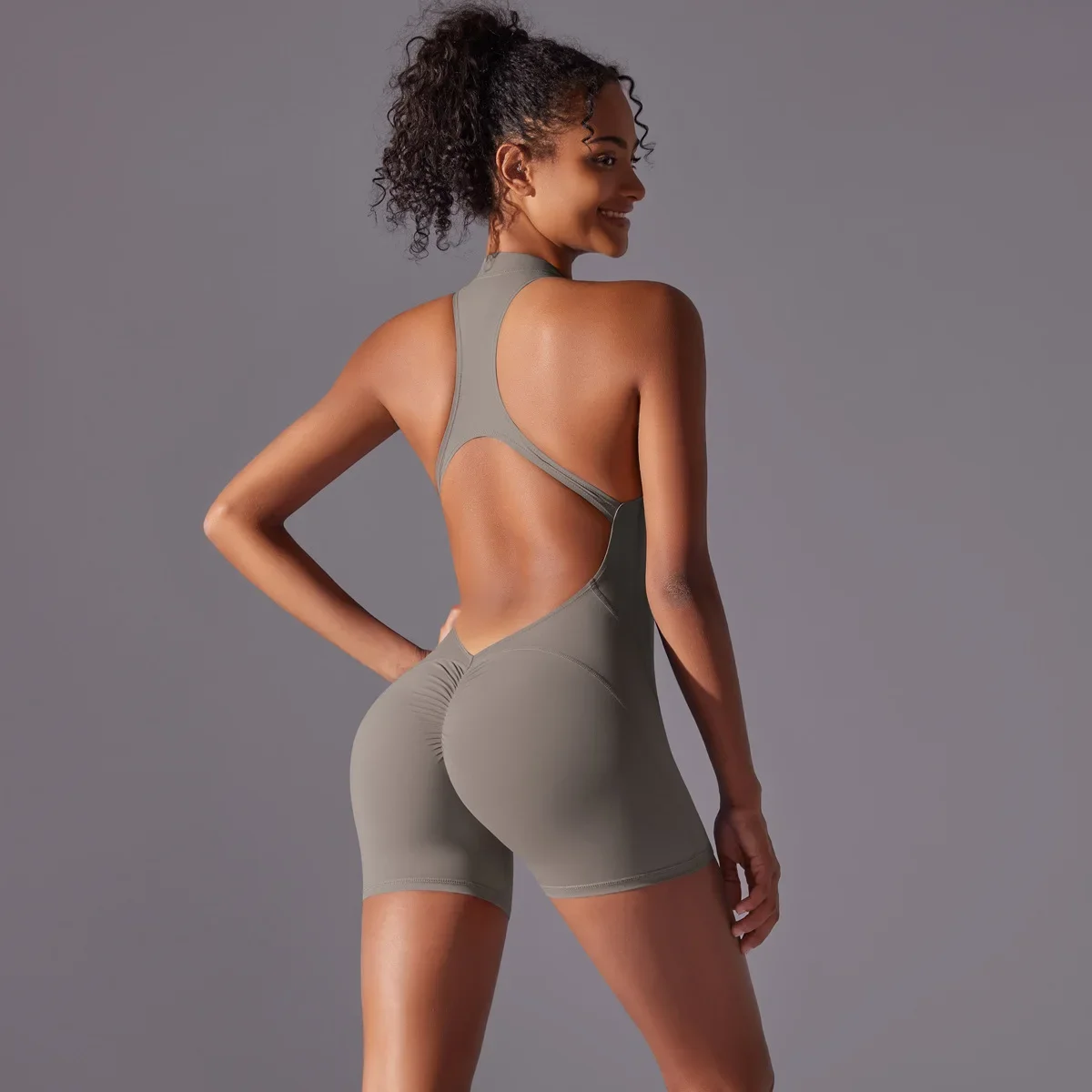 Sculpting One-Piece Fitness Wear with Hip-Lifting, Beauty Back Design, and a Barely-There Nude Feel Fit
