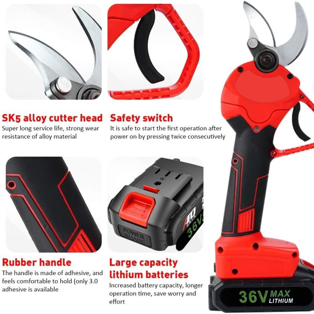 Wireless Electric Pruner 600W – Fast Cutting, SK5 Blades, 5H Battery Life